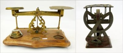 Pair brass postal scales with three grad