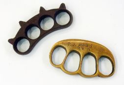 Two WW1 British knuckle dusters, one sta