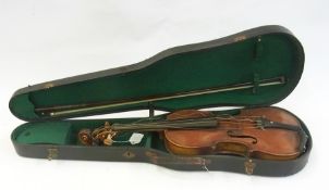 Late 19th century German violin with mat