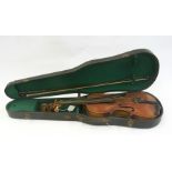 Late 19th century German violin with mat