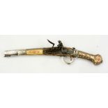 Indian flintlock pistol,  detachable kni