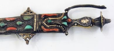 Indian Tulwar sword, with scabbard inlai