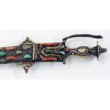 Indian Tulwar sword, with scabbard inlai