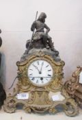 Gilt metal and spelter mantel timepiece