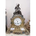 Gilt metal and spelter mantel timepiece