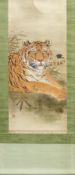 Japanese hanging scroll of a tiger circa