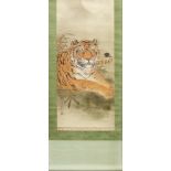 Japanese hanging scroll of a tiger circa