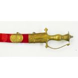 Decorative Indian Tulwar sword, red velv
