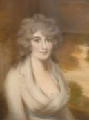 UnattributedPastel drawing Half-length portrait in the style of Gainsborough of a young lady, Lady