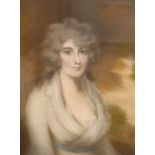 UnattributedPastel drawing Half-length portrait in the style of Gainsborough of a young lady, Lady