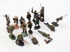 Collection of toy German soldiers includ