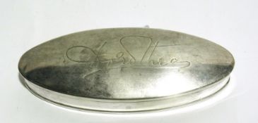 Edwardian silver oval trinket box, beari
