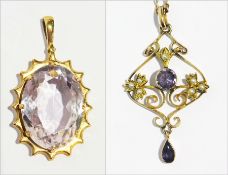 Edwardian 9ct gold, amethyst and seedpea