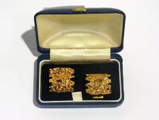 Pair 9ct gold bark-effect cufflinks, 20g