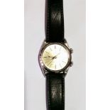 Gent's Tudor "Advisor" stainless steel wristwatch with two winding buttons and leather strap,