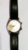 Gent's Tudor "Advisor" stainless steel wristwatch with two winding buttons and leather strap,