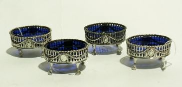 A set of four George III silver salts wi