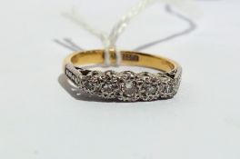 18 ct. gold five stone  diamond ring and