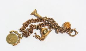 18ct gold charm bracelet, curb link patt