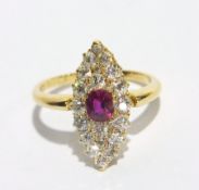 Victorian 18ct gold, ruby and diamond dr