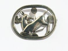 Georg Jensen silver deer brooch, oval, c