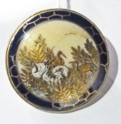 Japanese satsuma pottery brooch mounted