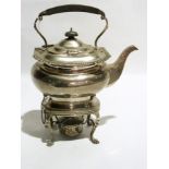 Edwardian silver spirit kettle, rectangu