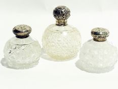 Pair of silver-topped cut glass scent bo