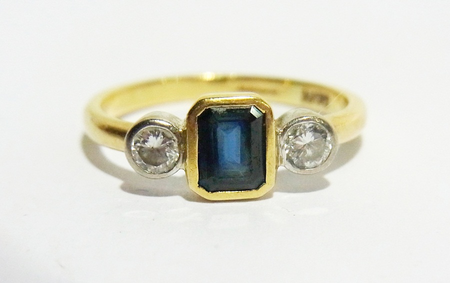 18ct gold, sapphire and diamond ring set