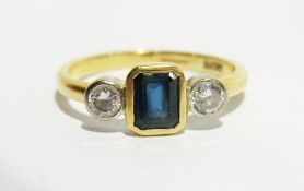 18ct gold, sapphire and diamond ring set