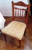 Victorian oak dining chairs, one with ra