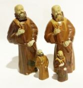 A set of Le Moine Legendaire glazed pottery decanters in the form of Monks and previously