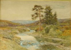 J Hodgson Campbell
Watercolour drawing
"On Acton Burn", extensive moorland river landscape, signed,