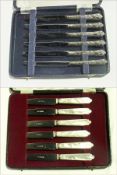 A set of six silver-handled tea knives w