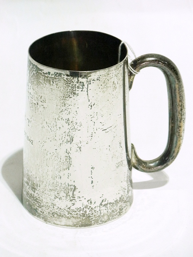 20th century silver pint mug of tapered