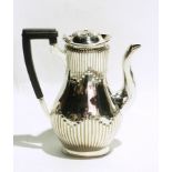 Victorian silver hot water jug of balust