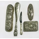 Edwardian silver clothes brush with repo