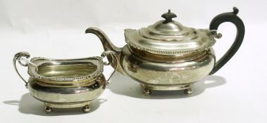 Edwardian silver two-piece teaset, of re