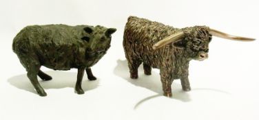 Cast cattle including highland cow, another cow,