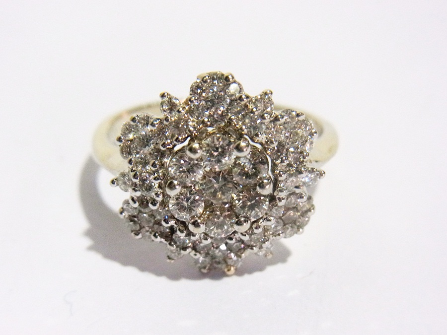 18ct white gold diamond cluster ring, fl