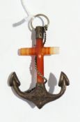 A Victorian silver and agate anchor broo
