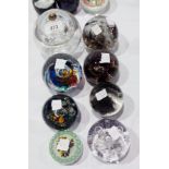 A quantity of paperweights including Sel