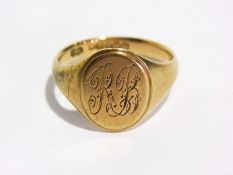 9ct gold signet ring, 4.8g approx.