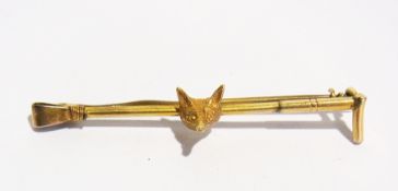 Gold-coloured metal hunting brooch, fox