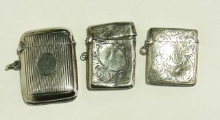 Three Victorian and later silver vesta c