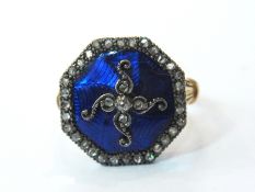 Georgian gold, blue enamel and diamond d