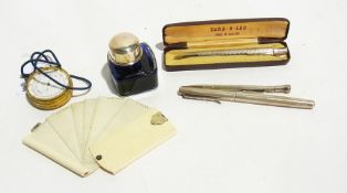 Inkwell, pocket barometer and other sund