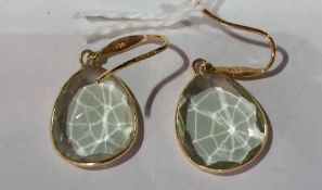 Pair gold-coloured metal and blue stone