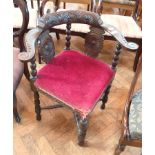 Mahogany corner chair with open back and