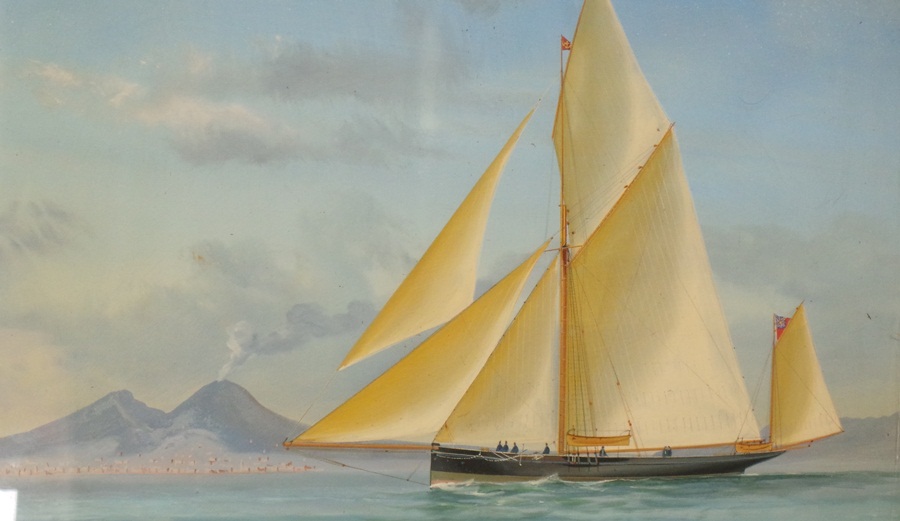 Gouache on paper
Dr Simone
Racing yacht coming into harbour, signed indistinctly,